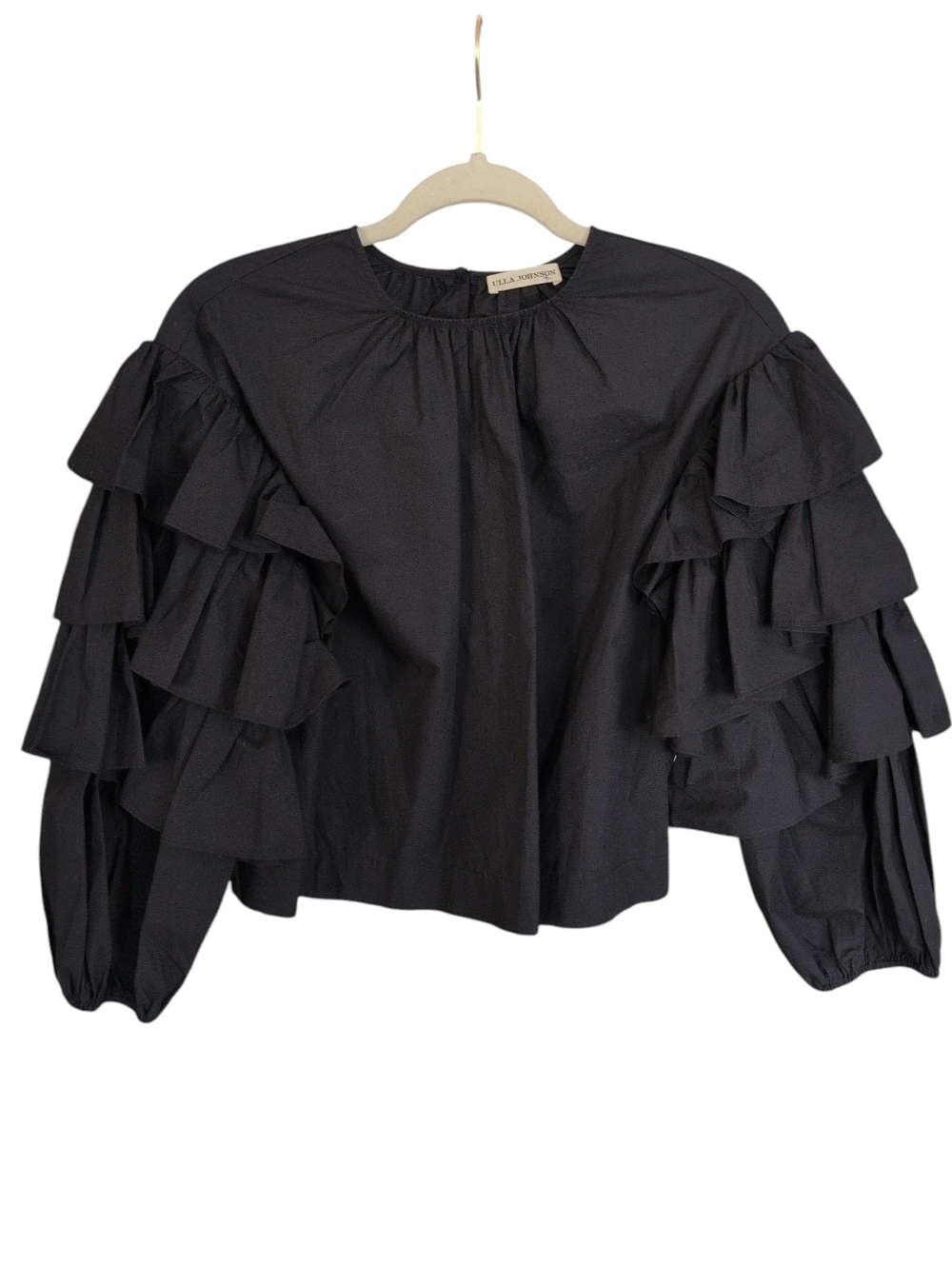 ULLA JOHNSON Tulia Tiered Sleeve Poplin Blouse